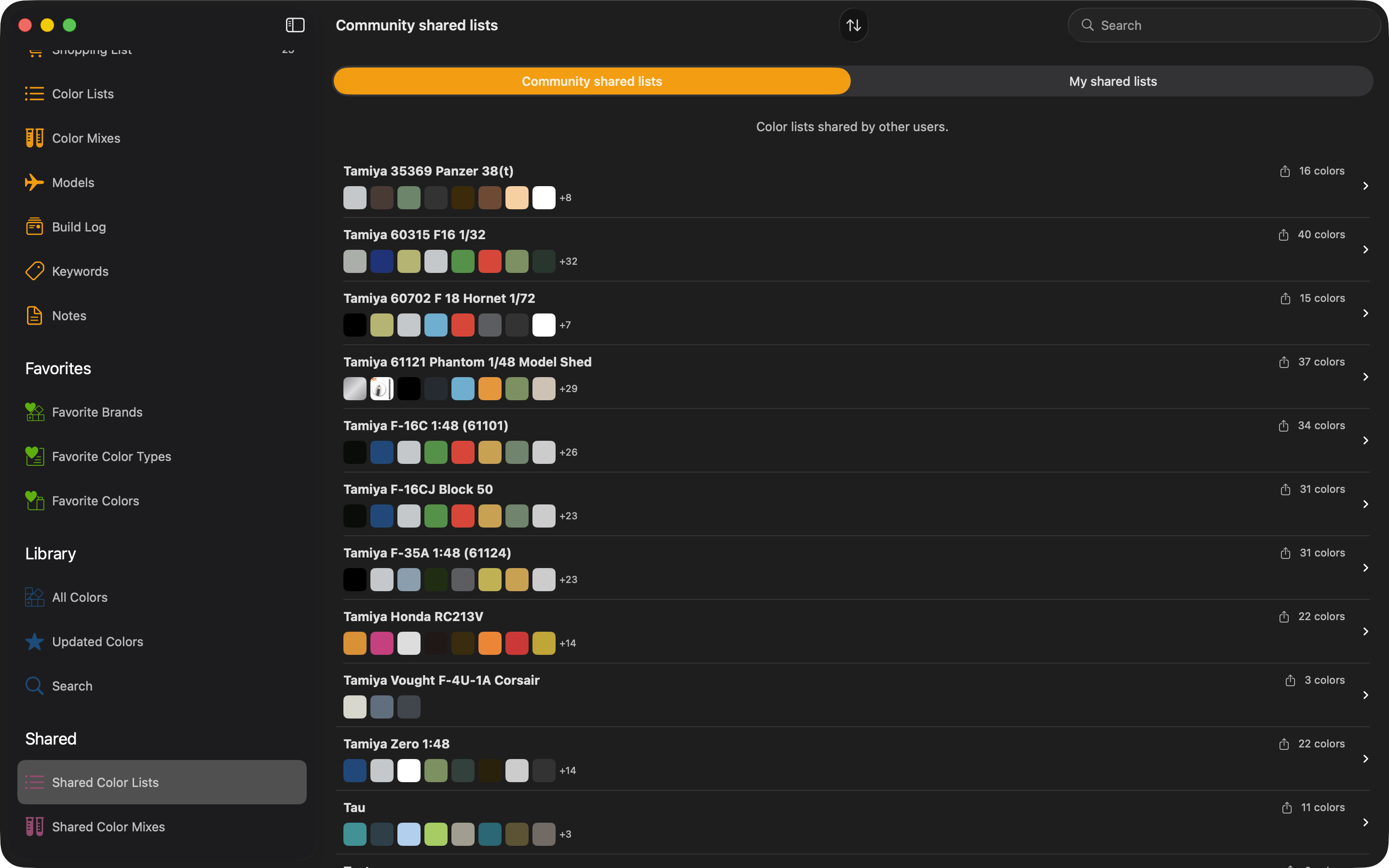 Color lists